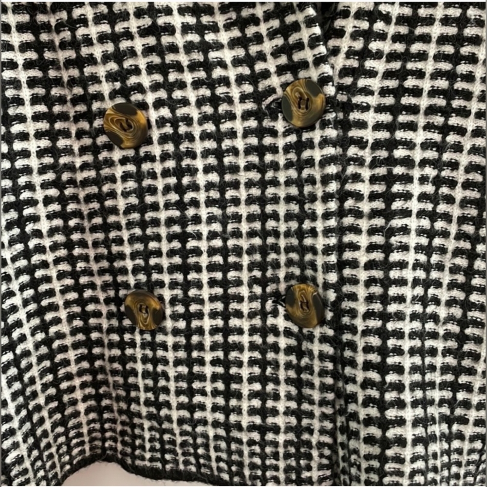 Rachel Zoe black and white patterned knitted coat jacket Size Large - Picture 2 of 4